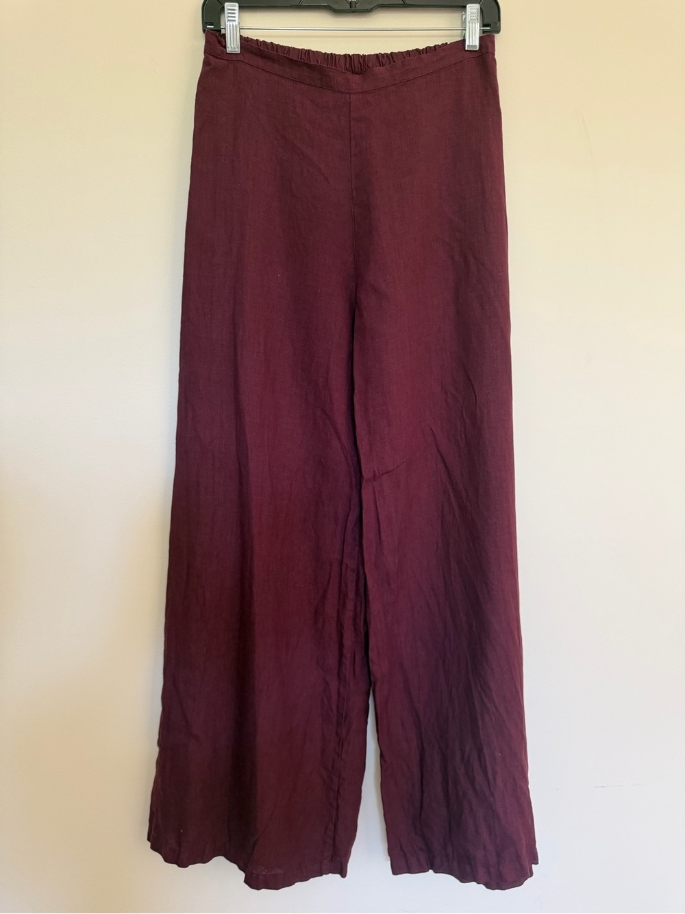 Bryn Walker Maroon Burgundy Linen Wide Leg Pant Lagenlook Small